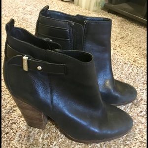 Coach black leather heeled booties 🔥